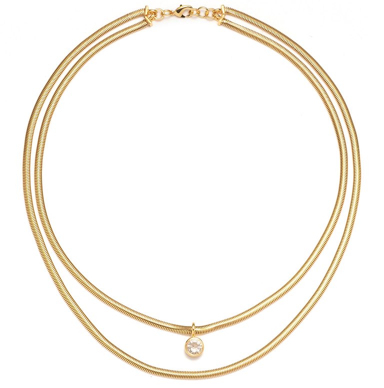 Lucile Gold Snake Chain Necklace with Pendant - Gold