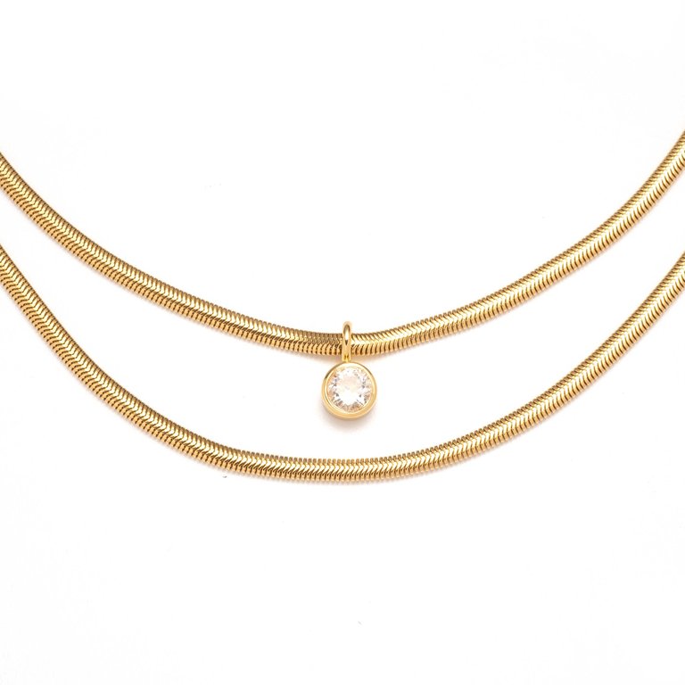 Lucile Gold Snake Chain Necklace with Pendant