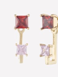 Rachelle Red and Pink Earrings - Rhodium