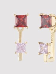Rachelle Red and Pink Earrings - 18k Rose Gold