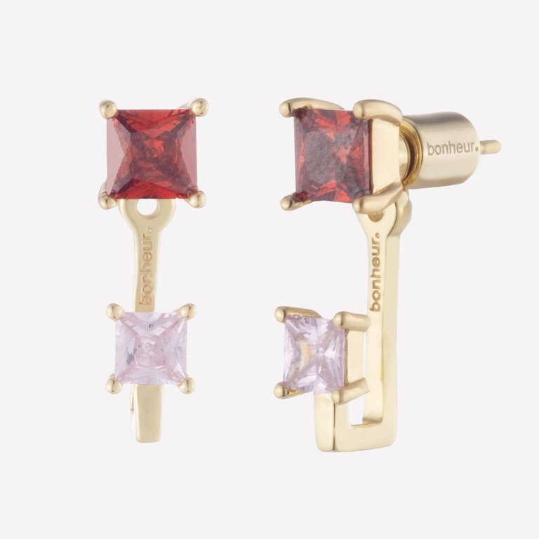 Rachelle Red and Pink Earrings - 18k Rose Gold