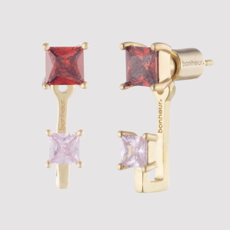 Rachelle Red and Pink Earrings - 18k Gold