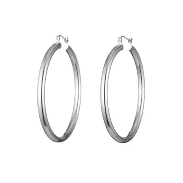 Selena Sterling Silver Hoop Earrings - Silver