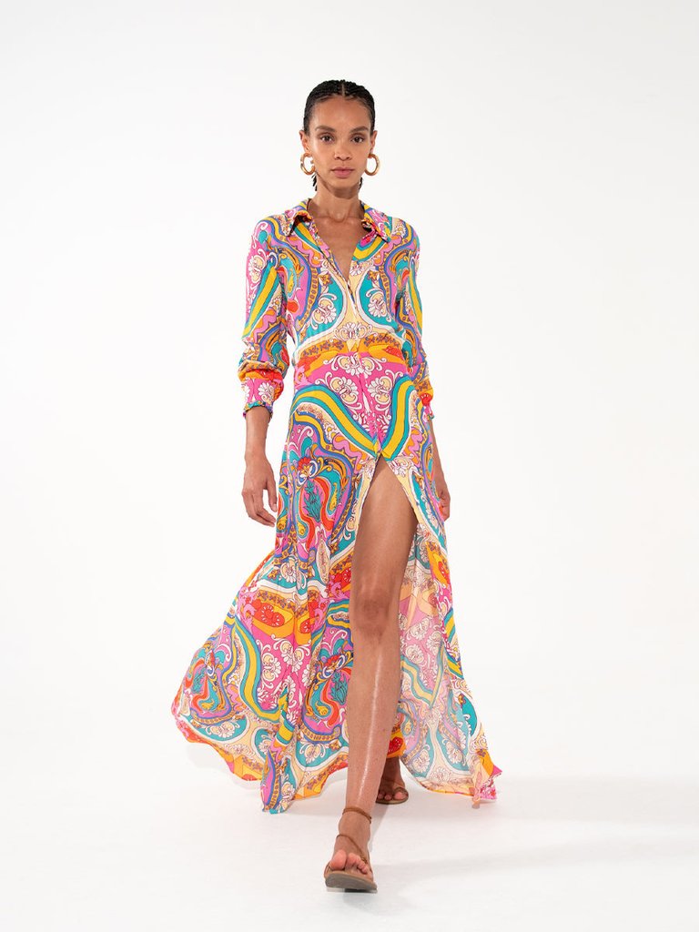 Jacqueline Crepe Shirt Dress (Final Sale) - Multi Color