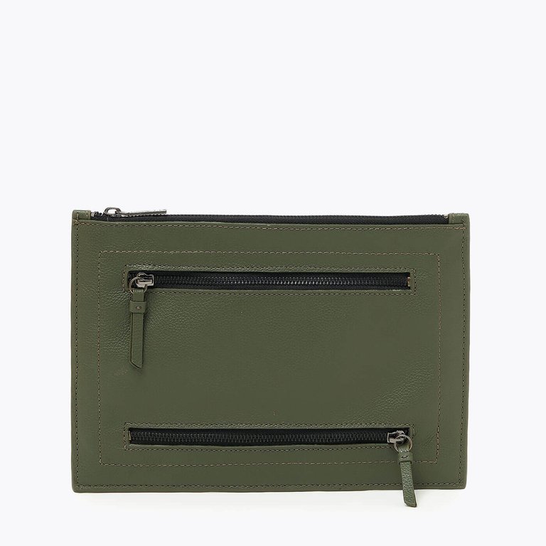 Chelsea Large Clutch - Army Green - Army Green