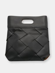 Bottega Veneta Fold Over Bag Leather Top-Handle - Black