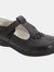 Big Girls Touch Fastening T Bar Shoes - Black Matt - Black Matt