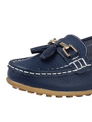 Boulevard Womens/Ladies Action Leather Tassle Loafers (Navy) (5)