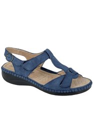 Boulevard Womens/Ladies Buckle Leather Lined Sandals - Navy Blue