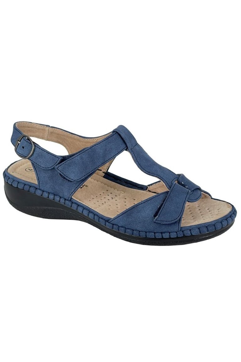 Boulevard Womens/Ladies Buckle Leather Lined Sandals - Navy Blue