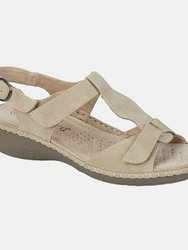 Boulevard Womens/Ladies Buckle Leather Lined Sandals - Dark Beige