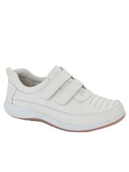 Boulevard Womens/Ladies Leather Wide Casual Shoes - White