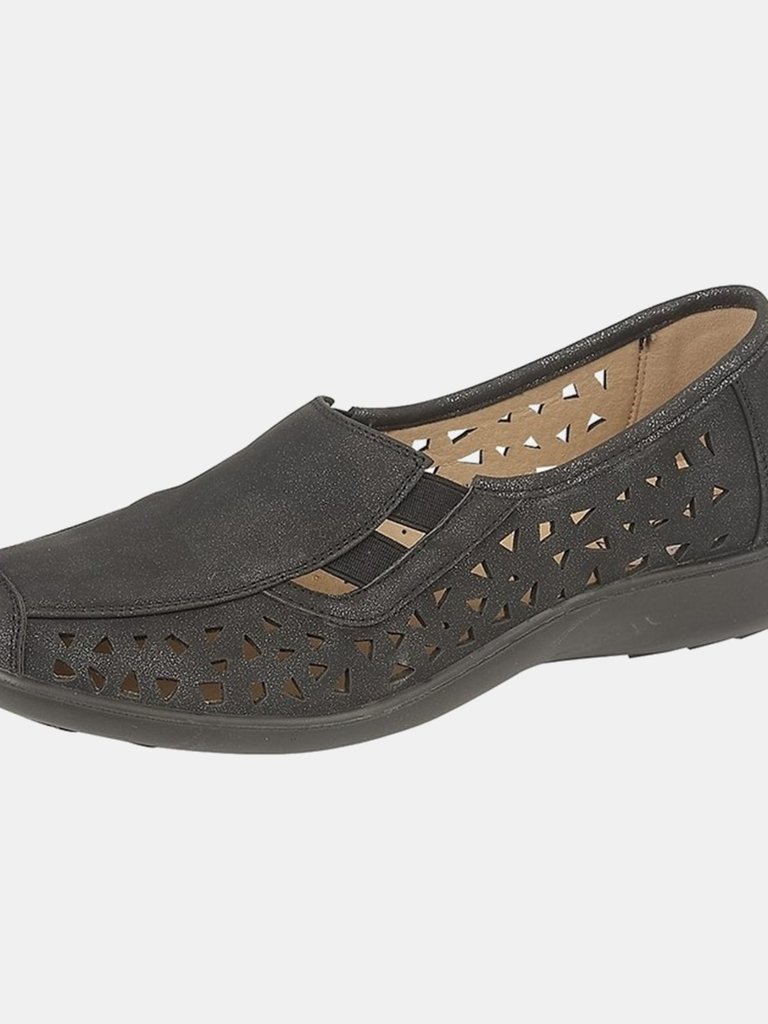 Boulevard Womens/Ladies Nubuck Side Gusset Summer Casual Shoes - Black