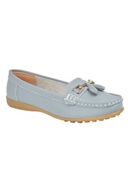 Womens/Ladies Action Leather Tassle Loafers - Baby Blue - Baby Blue