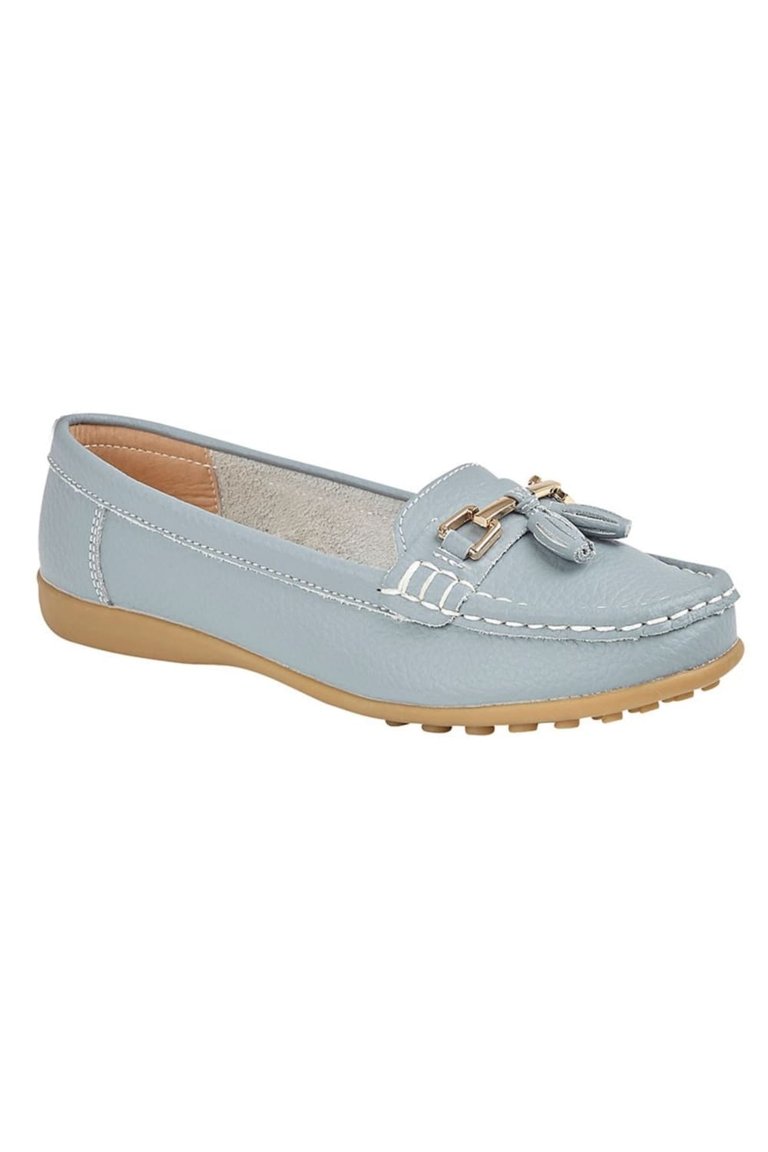 Womens/Ladies Action Leather Tassle Loafers - Baby Blue - Baby Blue