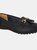 Womens/Ladies Action Leather Tassle Loafers - Black
