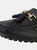 Womens/Ladies Action Leather Tassle Loafers - Black