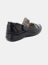 Womens/Ladies Extra Wide EEE Fitting Mary Jane Shoes (Black)