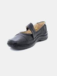 Womens/Ladies Extra Wide EEE Fitting Mary Jane Shoes (Black)