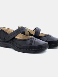 Womens/Ladies Extra Wide EEE Fitting Mary Jane Shoes (Black)