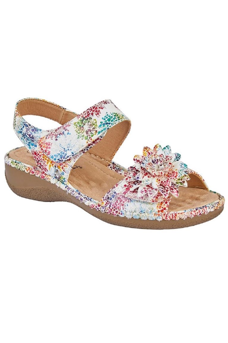Womens/Ladies Floral Twin Touch Fastening Sandal (Multicolored) - Multicolored