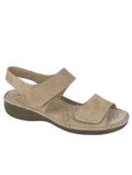 Womens/Ladies Leather Lined Sandals - Dark Beige