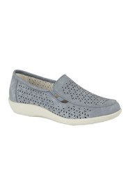 Womens/Ladies Perforated Slip On Shoes (Blue) - Blue