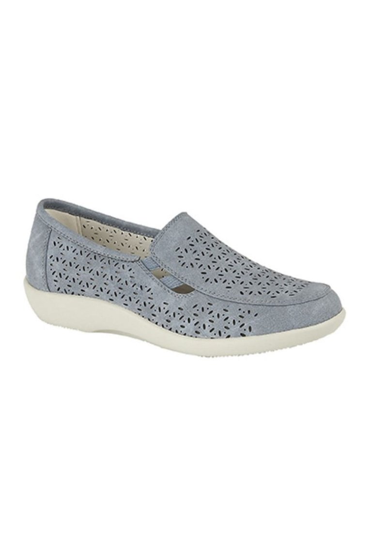 Womens/Ladies Perforated Slip On Shoes (Blue) - Blue