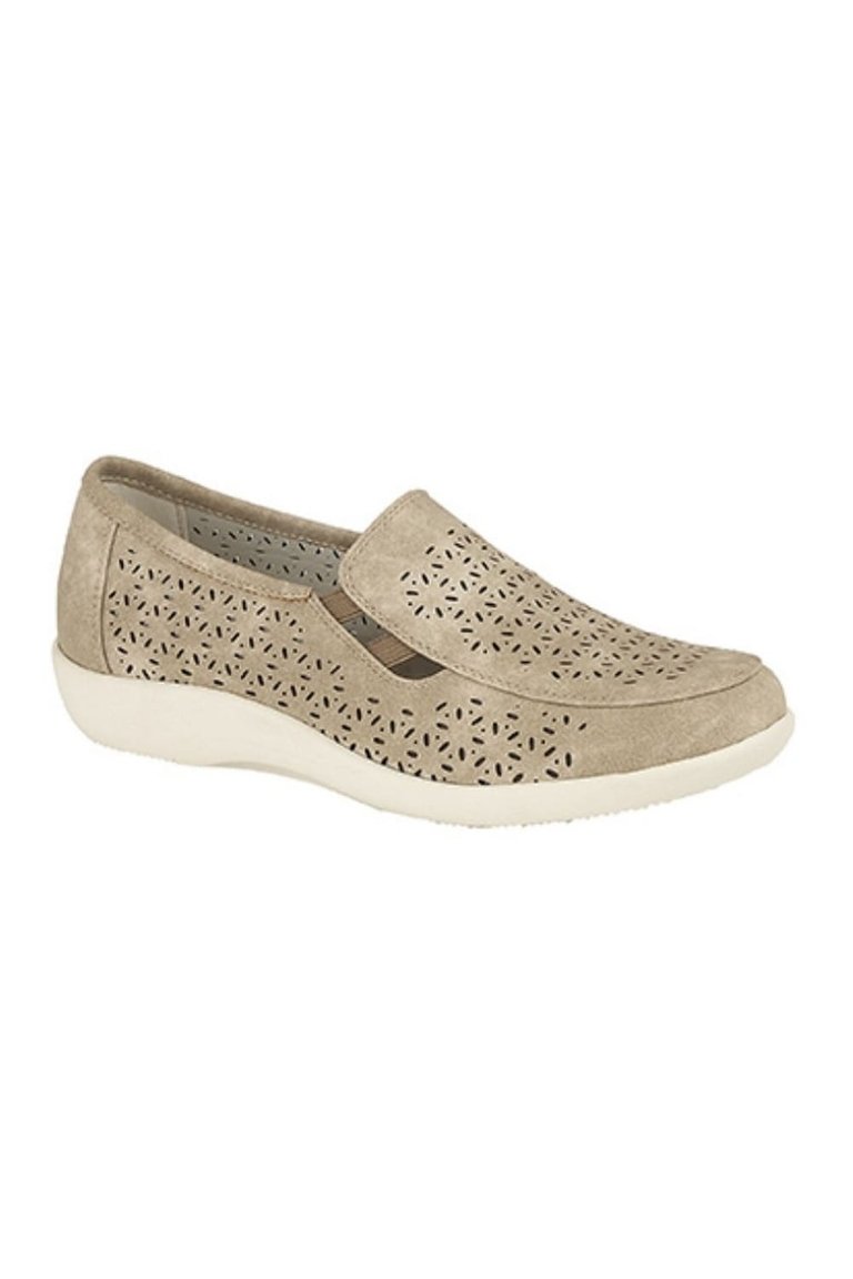 Womens/Ladies Perforated Slip On Shoes - Stone - Stone