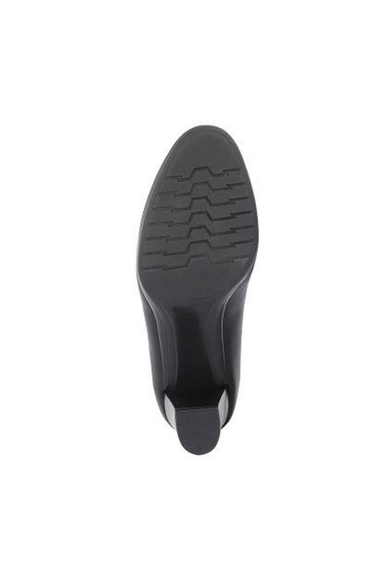 Womens/Ladies PU Leather Plain Court Shoe (2.2" Heel) (Black)