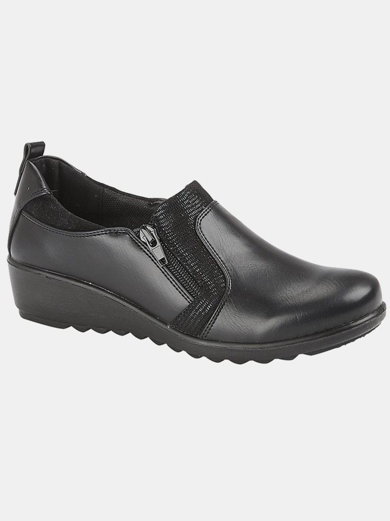 Womens / Ladies PU Shoes - Black - Black
