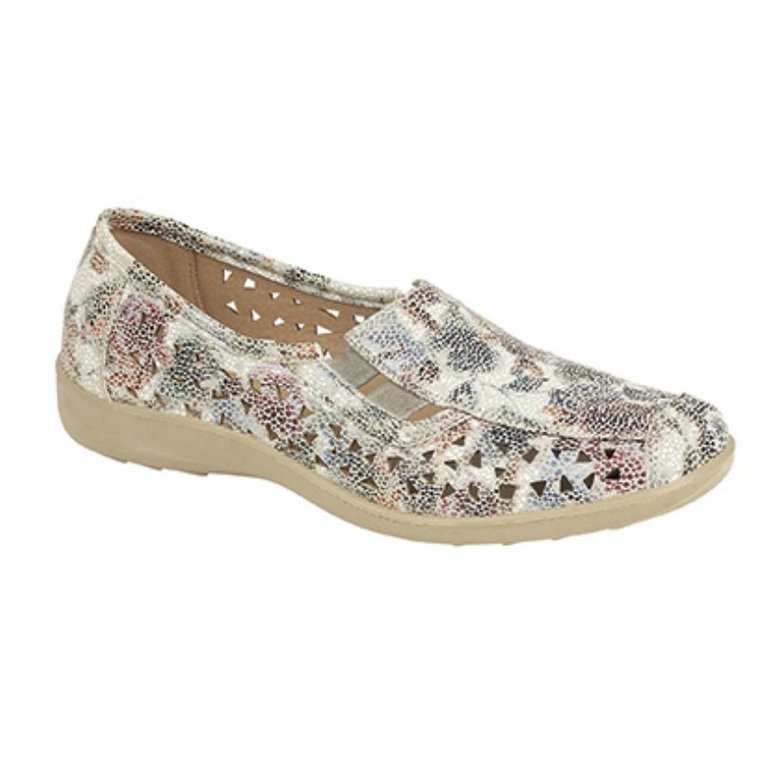 Womens/Ladies Side Gusset Summer Casual Shoes (Multi Floral) - Multi Floral