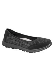 Womens/Ladies Slip On Memory Foam Shoes (Black) - Black