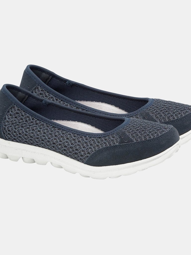 Womens/Ladies Slip On Memory Foam Shoes (Navy)