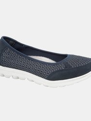 Womens/Ladies Slip On Memory Foam Shoes (Navy) - Navy