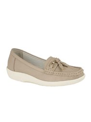 Womens/Ladies Tassel Loafers - Stone - Stone