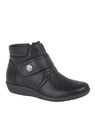 Womens/Ladies Wide Fit Ankle Boots - Black - Black