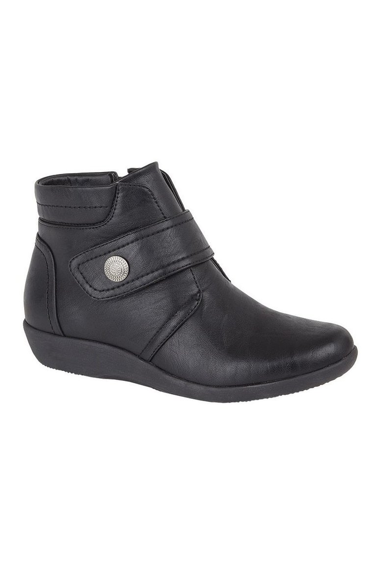 Womens/Ladies Wide Fit Ankle Boots - Black - Black