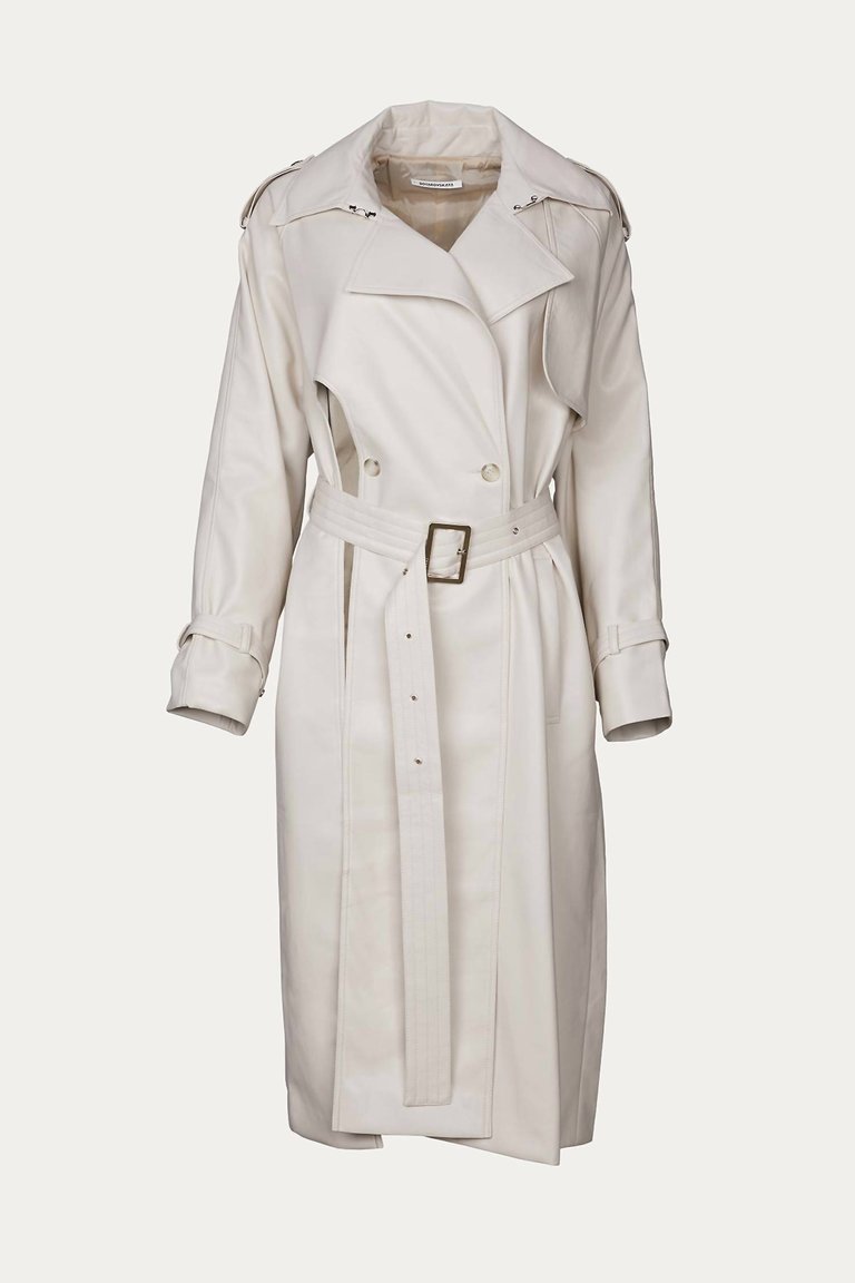 Assimilth Trench Coat In Ecru - Ecru