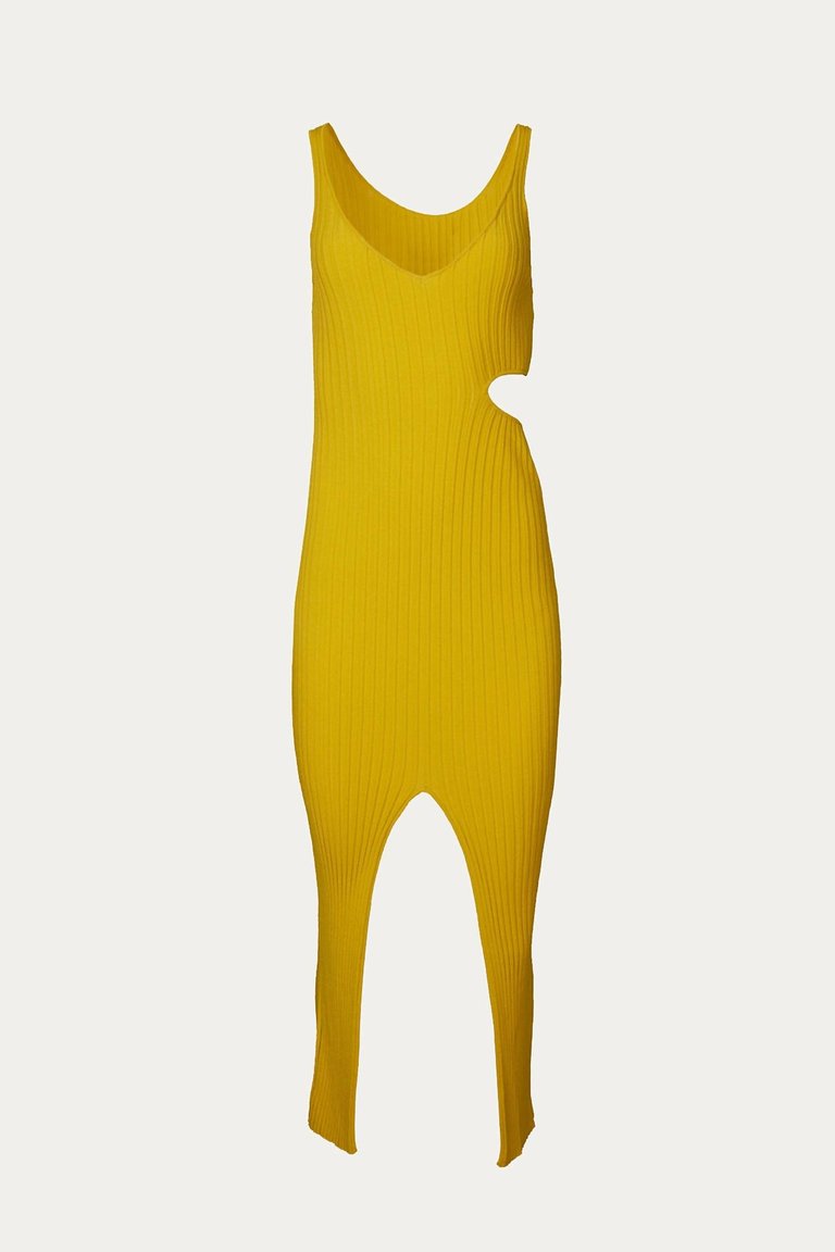 Knife Dress In Mustard - Mustard