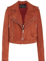Double Layer Moto Jacket In Caramel Suede - Caramel Suede