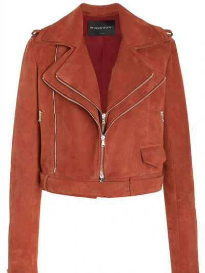 Brandon Maxwell Double Layer Moto Jacket In Caramel Suede product