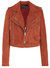 Double Layer Moto Jacket In Caramel Suede - Caramel Suede