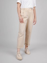 Elastic Pleated Chino Sand - Sand