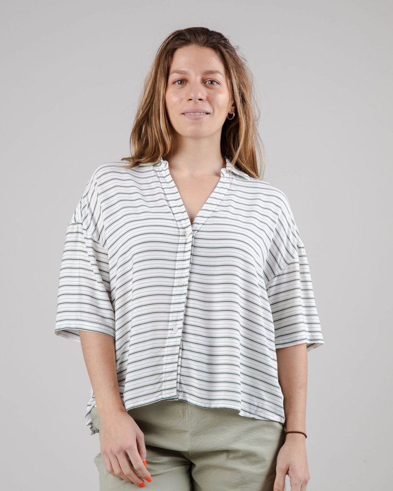 Mix Oversize Cropped Blouse - Kale - Kale