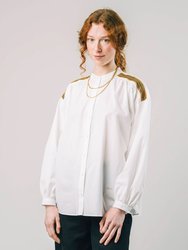 Ribbon Boho Blouse Off White - White