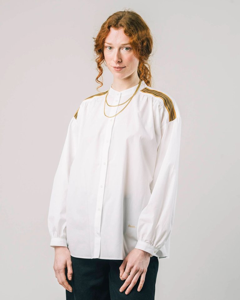 Ribbon Boho Blouse Off White - White