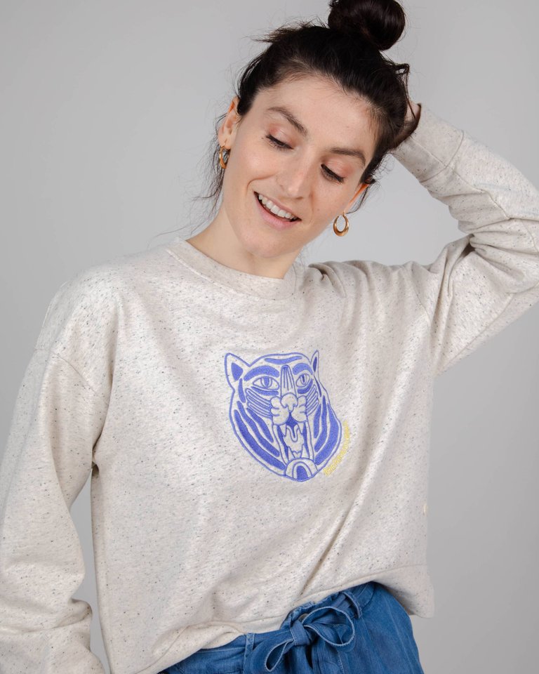 Tiger Rounded Sweatshirt - Ecru - Ecru