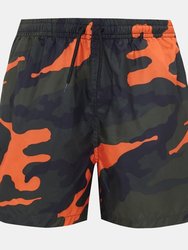 Brave Soul Boys Camouflage Print Swimming Trunks  - Khaki/Orange