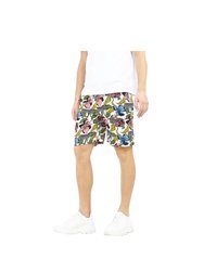 Brave Soul Mens Psychedelic Zebra Print Shorts (White Multi) - White Multi